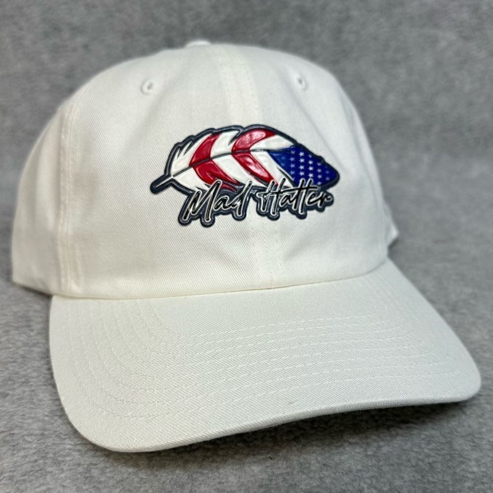 Mad Hatter Feather Hat Adult OSFA White Patriotic Golf Casual Richardson 252 NEW